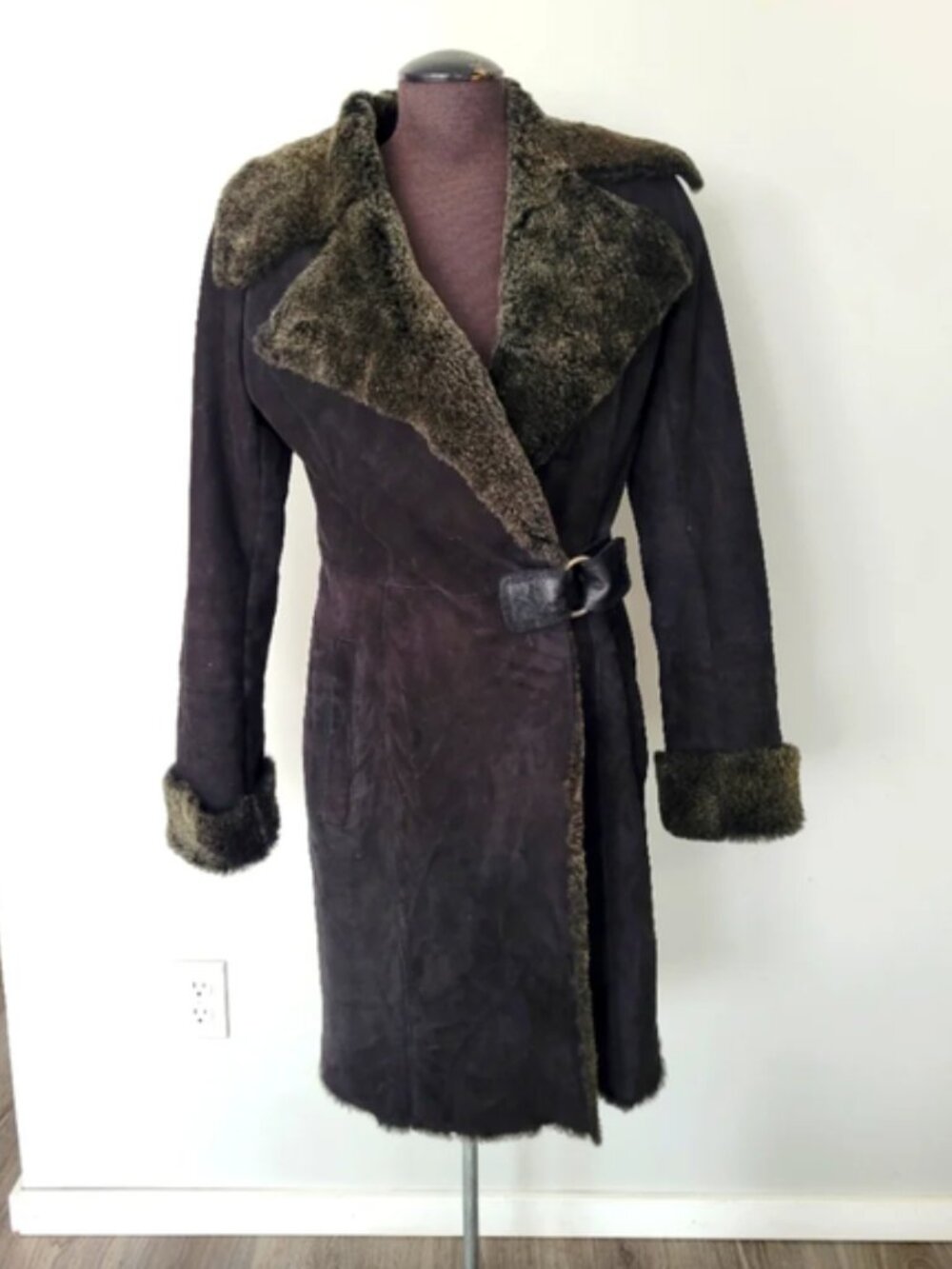 Sheepskin Shearling Coat Wrap Style Size XS